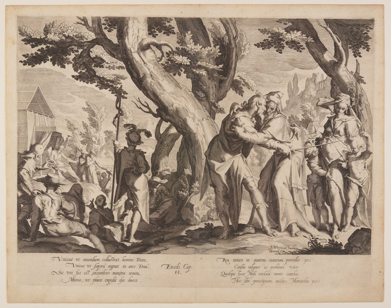 Rencontre entre Moïse et Jethro, planche 1 des Trônes de justice (Thronus Iustitiae) - Willem van Swanenburgh