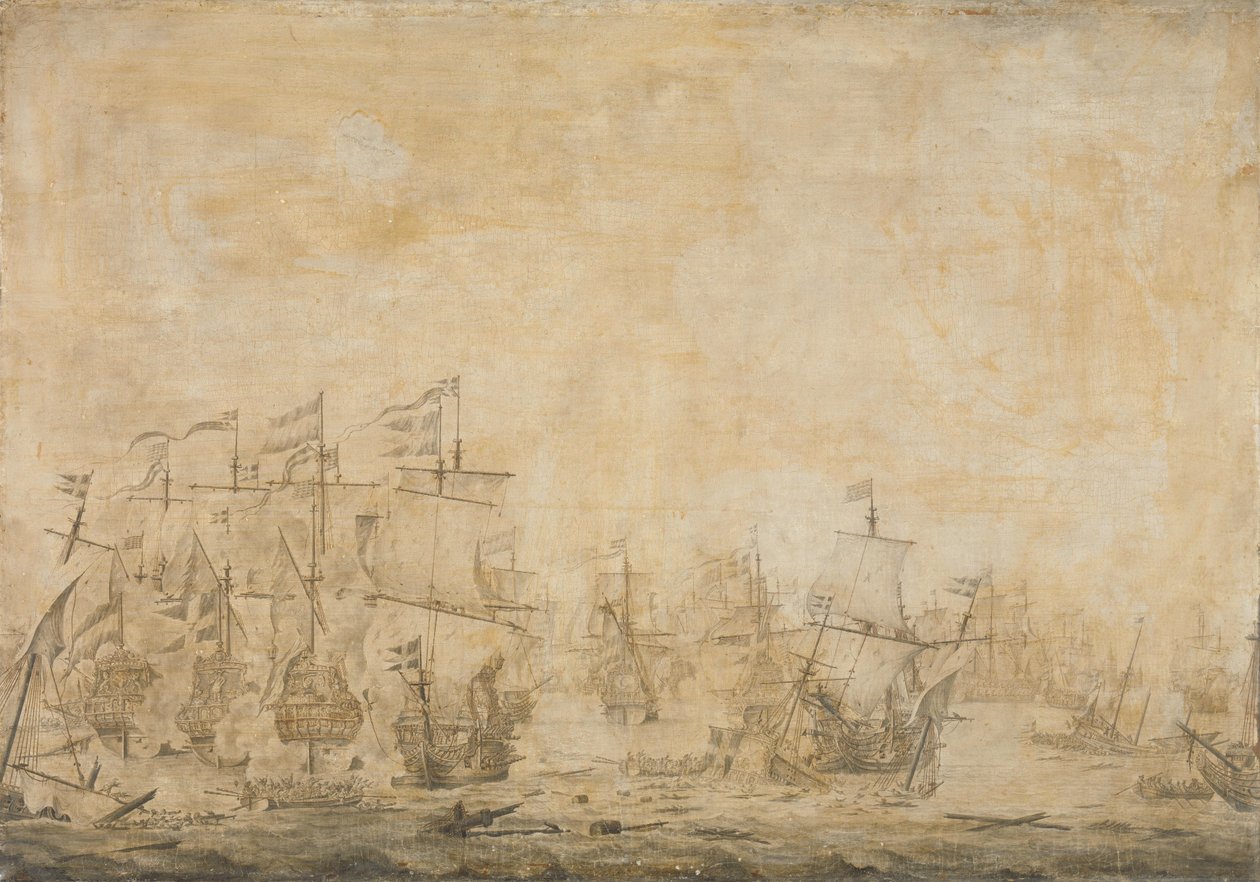 Bataille entre les flottes néerlandaise et suédoise, dans le Sund, le 8 novembre 1658 - Willem van de Velde (I) (attributed to)