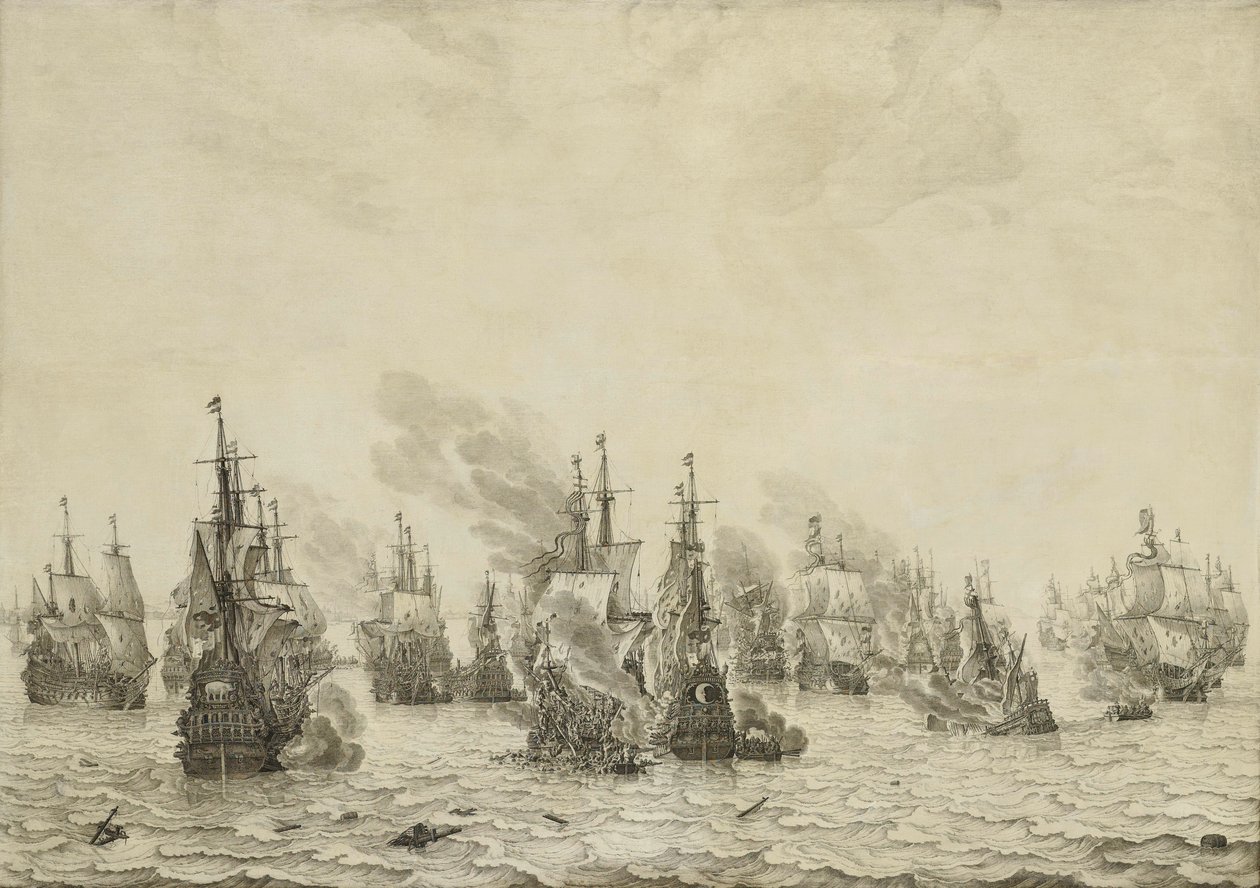 La bataille de Livourne (Leghorn) - Willem van de Velde (I)