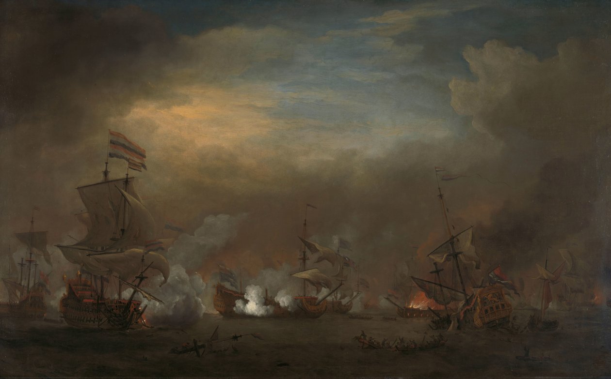 Rencontre pendant la bataille de Kijkduin - Willem van de Velde (II)