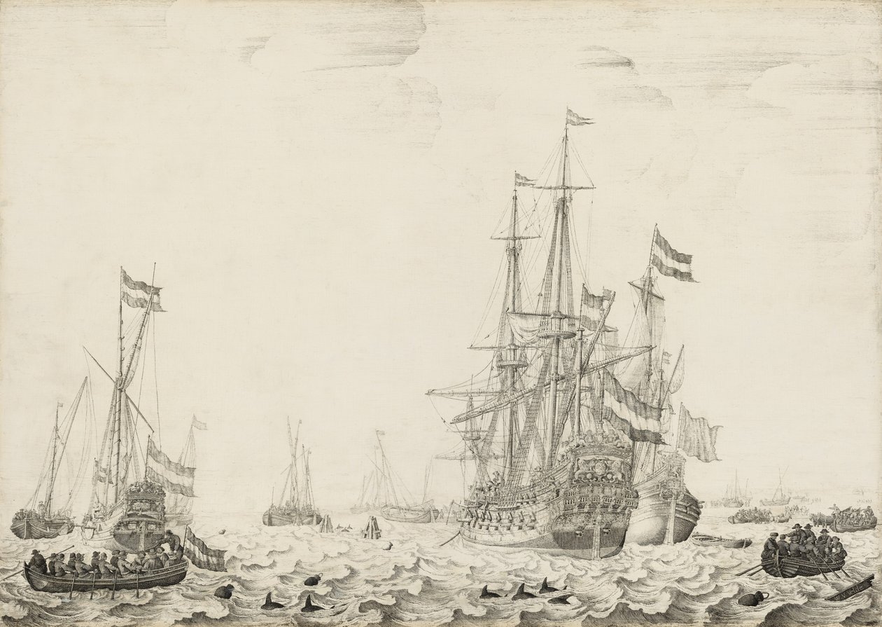 Navires hollandais près de la côte - Willem van de Velde I