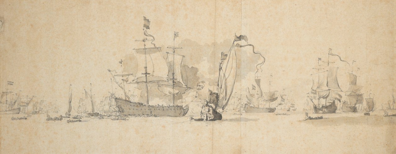 Conseil de guerre dans la flotte hollandaise, mai 1665?, c.1665 - Willem van de Velde the Younger
