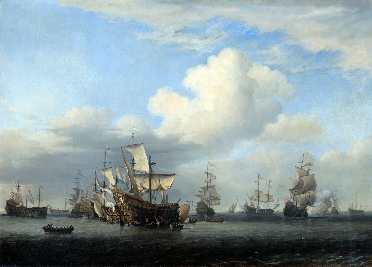 Le Swiftsure capturé, Seven Oaks, Loyal George et Convertine..., vers 1666 - Willem van de Velde the Younger