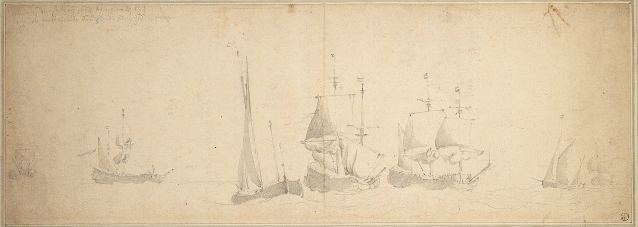 Navires hollandais en mer, 28 mai-7 juin 1665 - Willem van de the Elder Velde