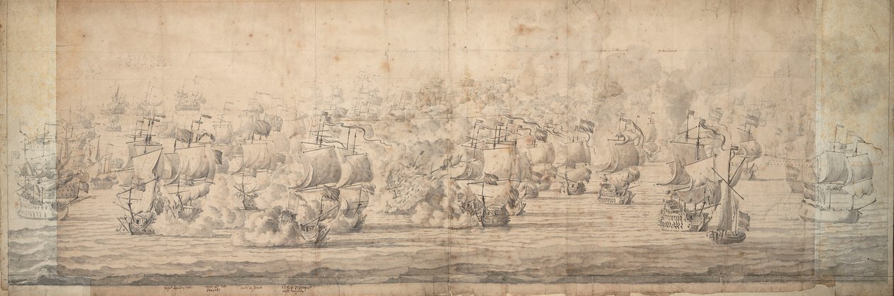 La Bataille de Lowestoft, 3-13 juin 1665, vers 1674 - Willem van de the Elder Velde