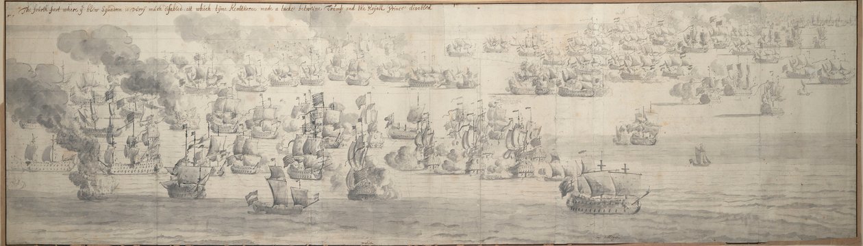 La Bataille de Texel (Kijkduin) - Willem van de the Elder Velde