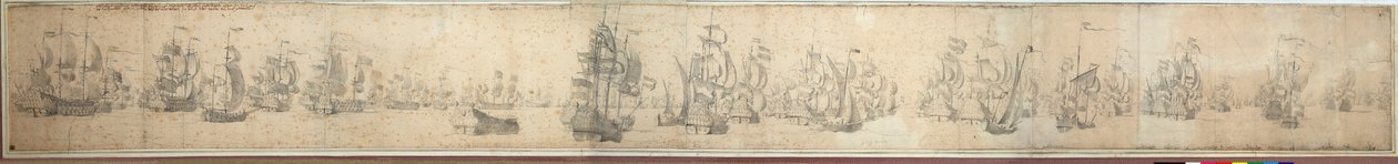 Les flottes anglaise et hollandaise le jour après la bataille de Solebay - Willem van de the Elder Velde