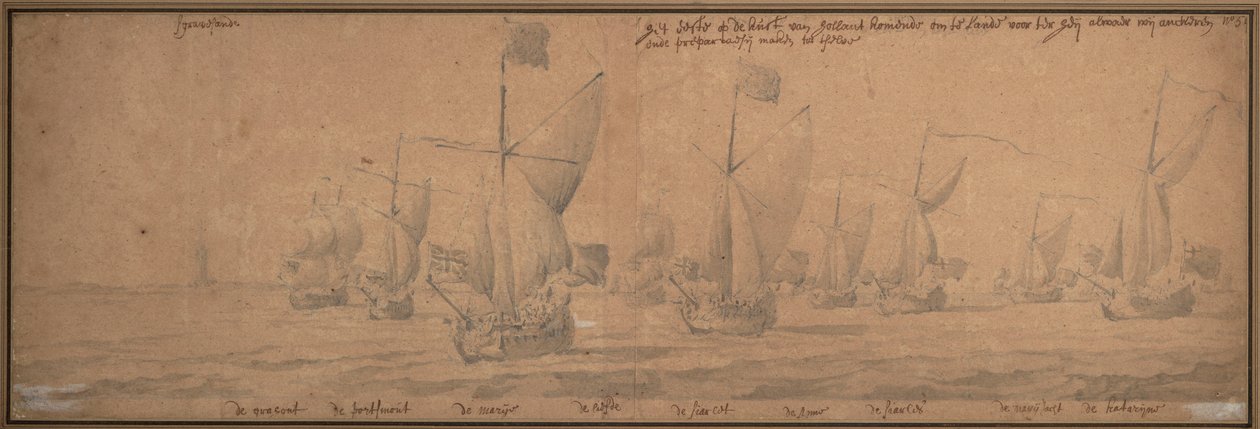 Yachts arrivant sur la côte hollandaise le 9 décembre 1677 - Willem van de the Elder Velde