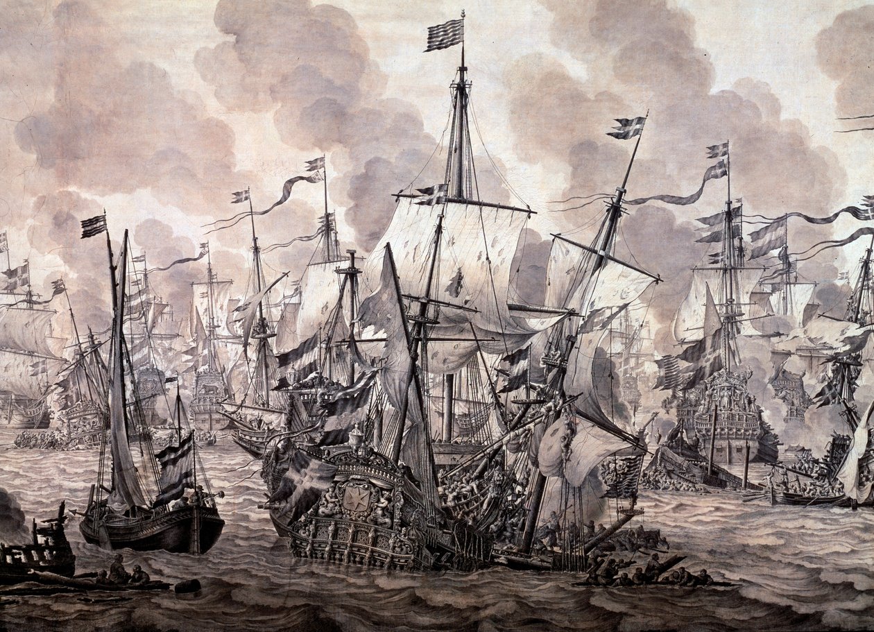 La bataille du Sund entre les flottes néerlandaise et suédoise, 8 novembre 1658 (détail) - Willem van de the Elder Velde