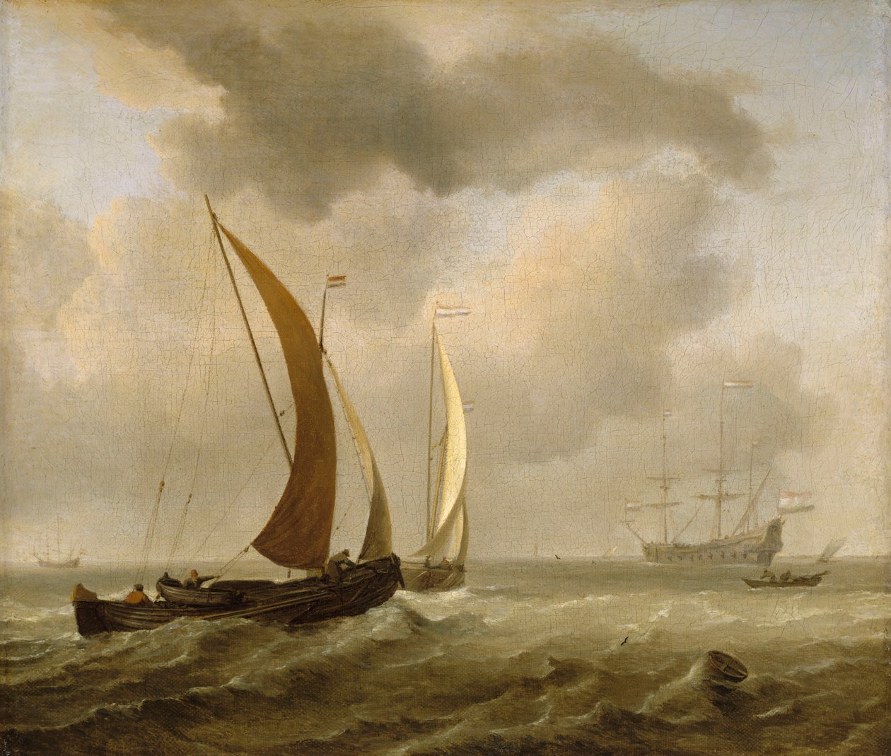 Deux kaags en mer par une brise fraîche, fin du 17e siècle - Willem van de Velde the Younger