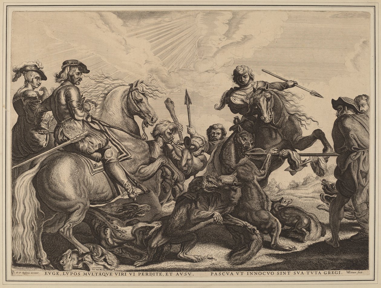 La chasse au loup - Willem van der Leeuw after Sir Peter Paul Rubens