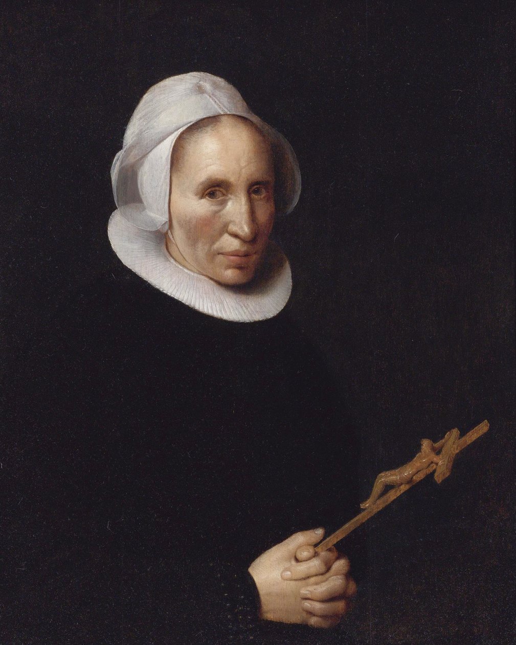 Une dame tenant un crucifix - Willem van der Vliet