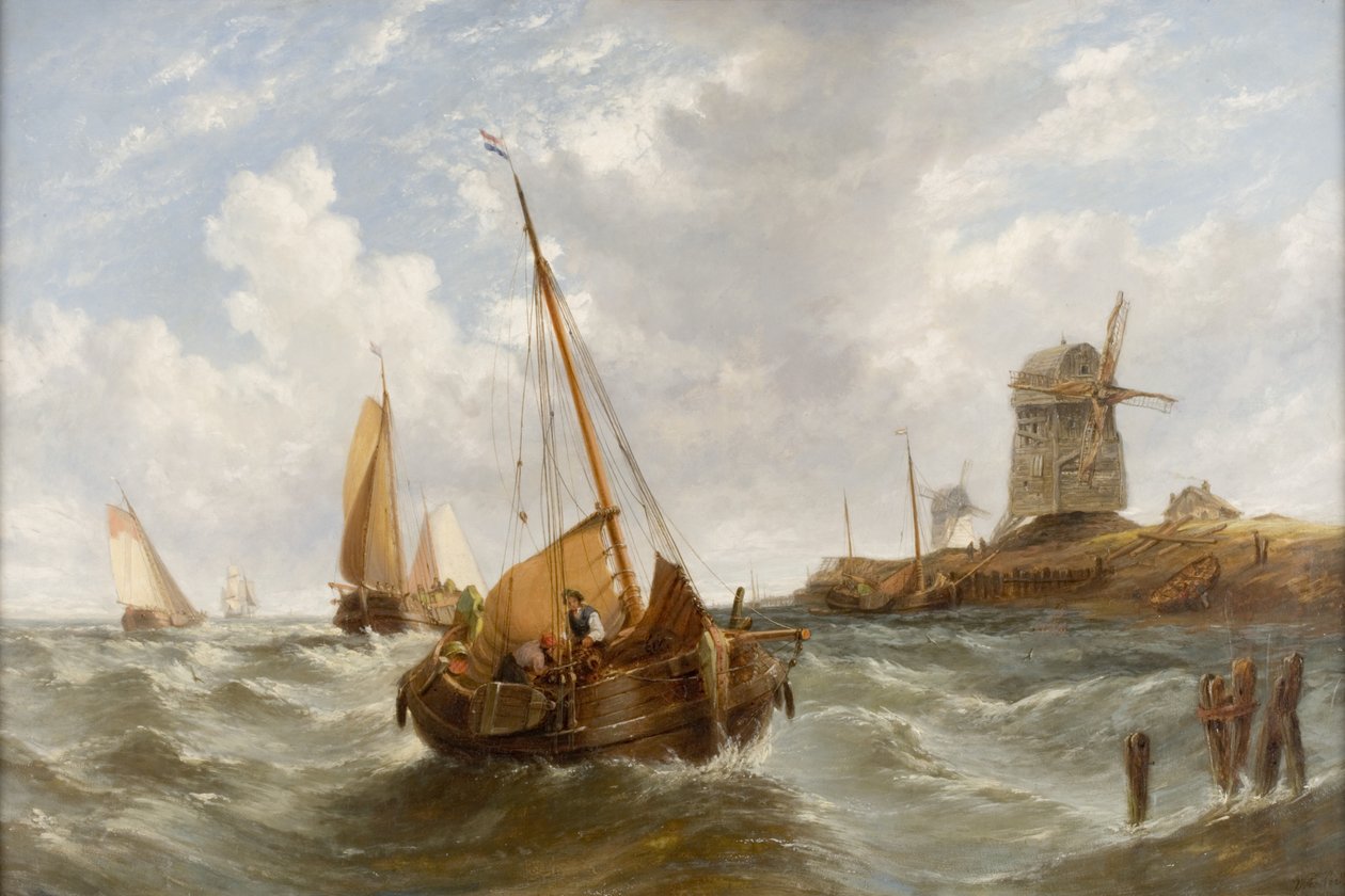 Paysage marin avec bateaux - William Adolphus Knell