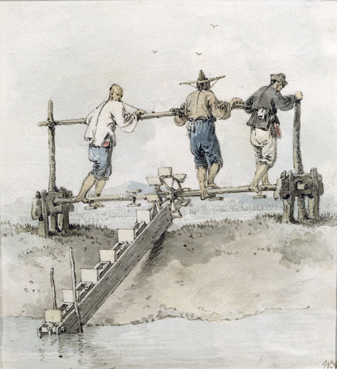 Travailleurs chinois travaillant sur une rivière - William Alexander