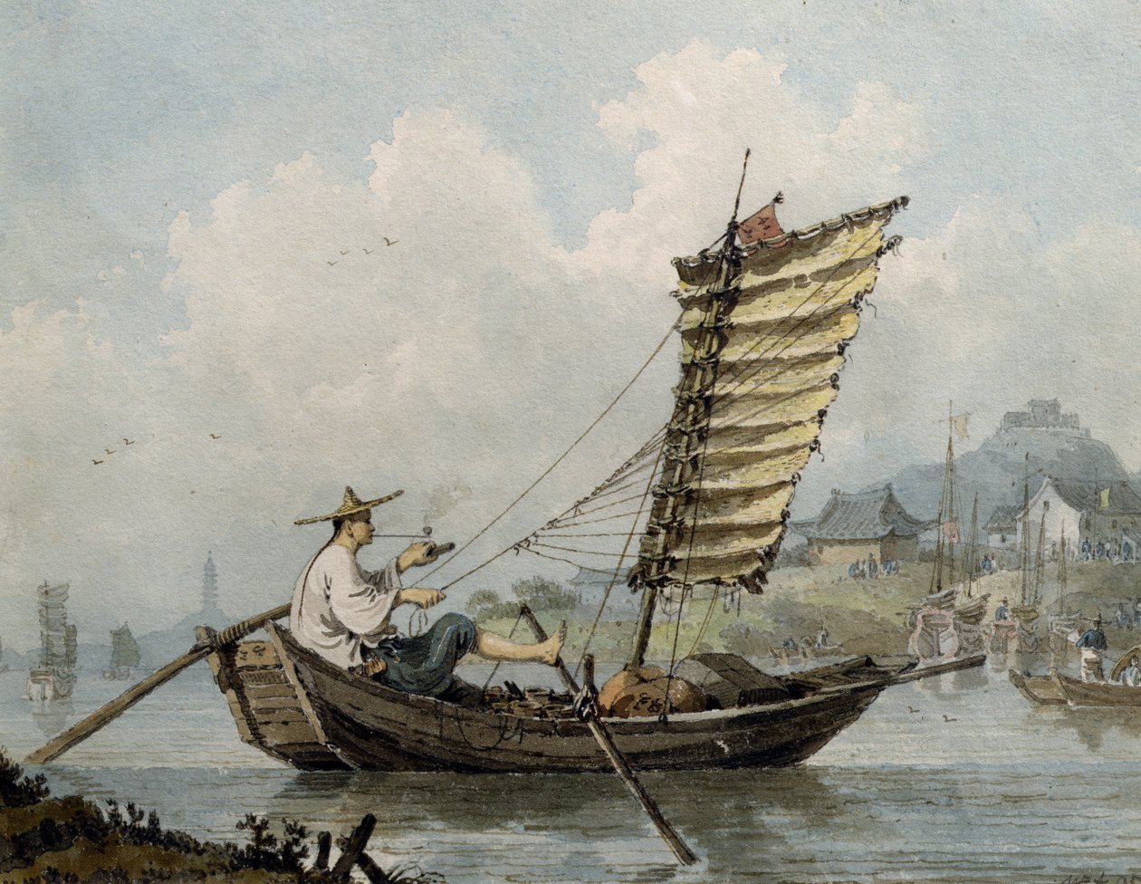 Marin chinois fumant dans sa jonque, 1795 - William Alexander