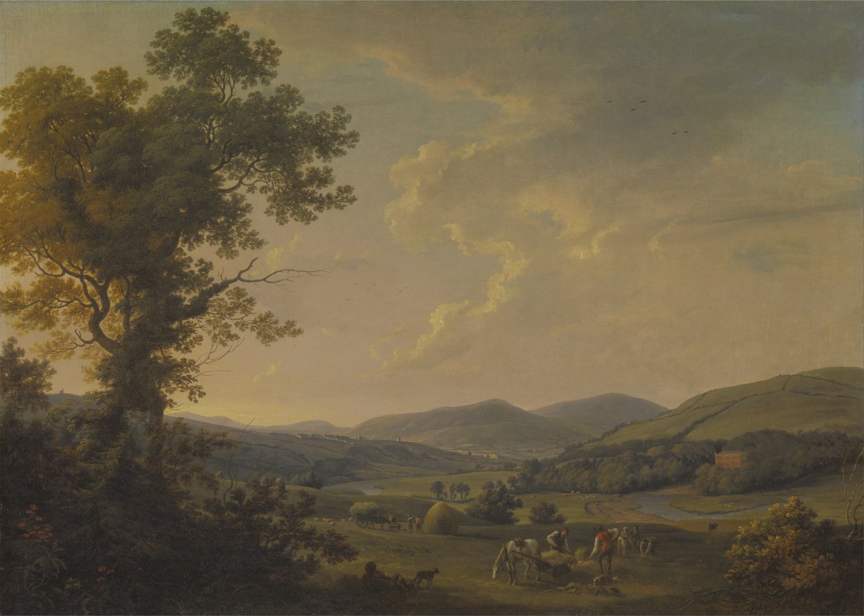 Paysage avec faucheurs et vue lointaine d