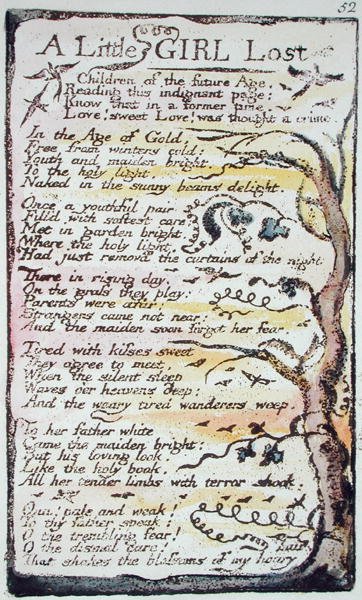 Une Petite Fille Perdue, planche 52 (Bentley 51) de Songs of Innocence and of Experience (Bentley Copy L) 1789-94 - William Blake