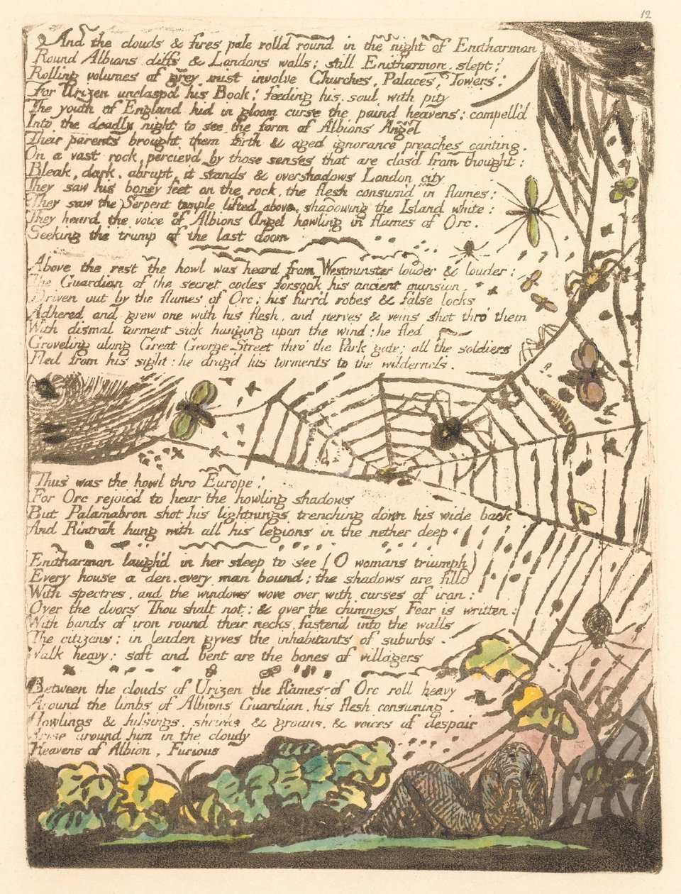 Europe. Une prophétie, Planche 14, Et les nuages et les feux... (Bentley 15) - William Blake