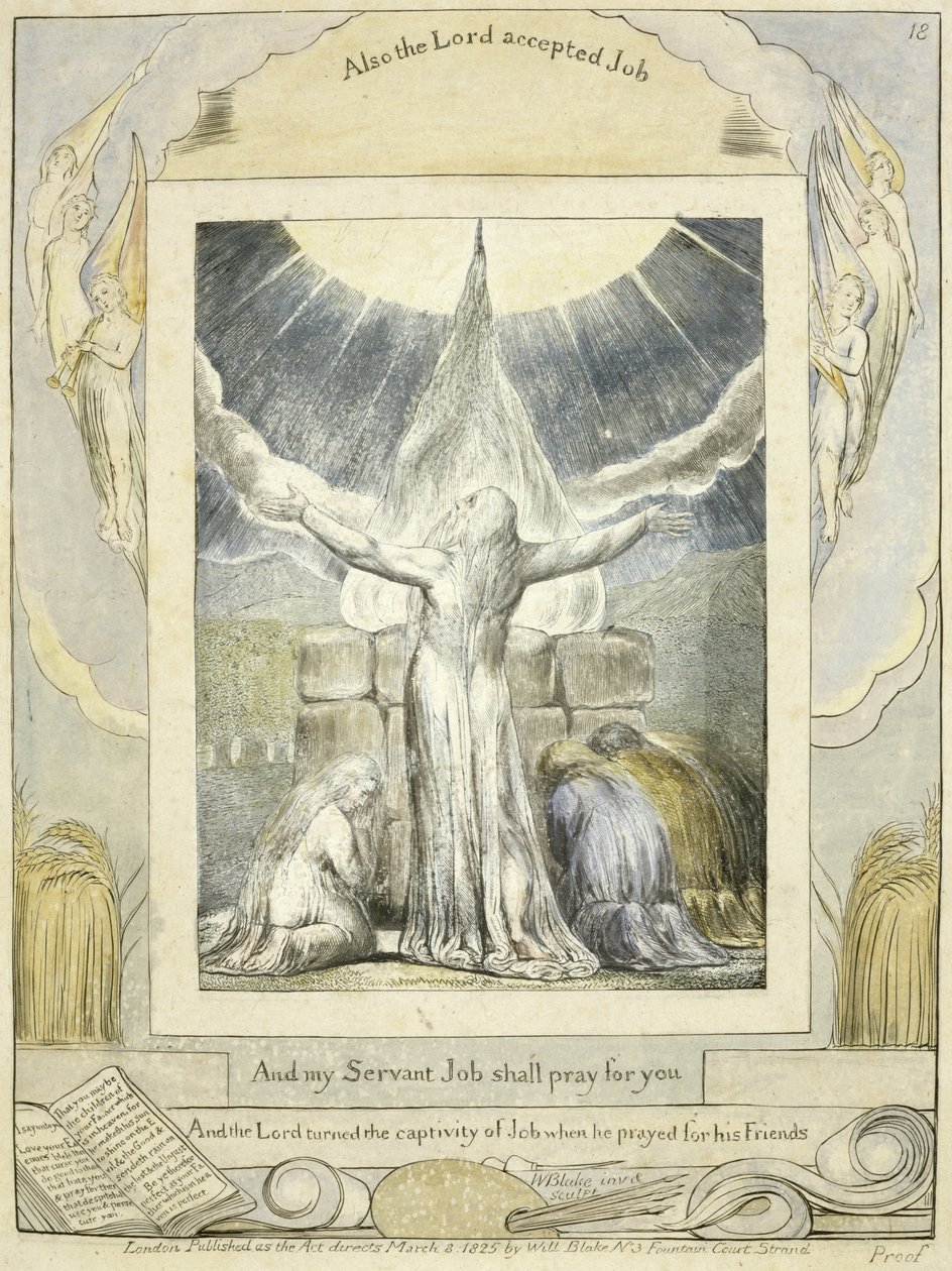Job priant (pl.18) du Livre de Job, c.1793 - William Blake