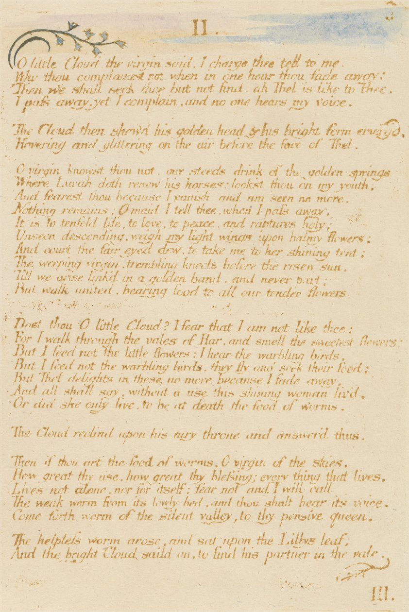 Ô petit nuage..., planche 5 du Livre de Thel, 1789 - William Blake