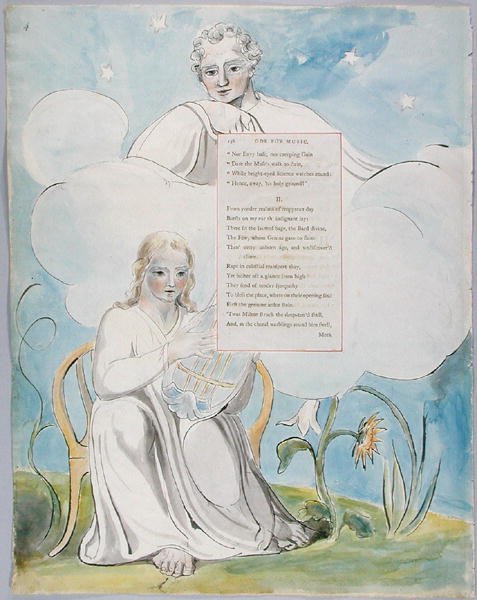 Ode pour la musique, design 96 de Les Poèmes de Thomas Gray, 1797-98 - William Blake
