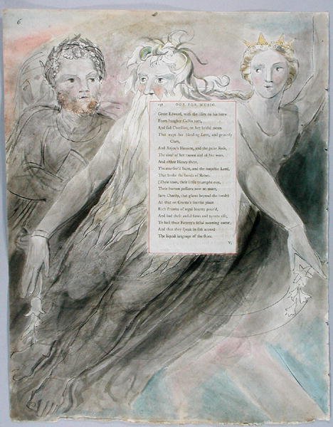 Ode pour la musique, design 98 de Les Poèmes de Thomas Gray, 1797-98 - William Blake