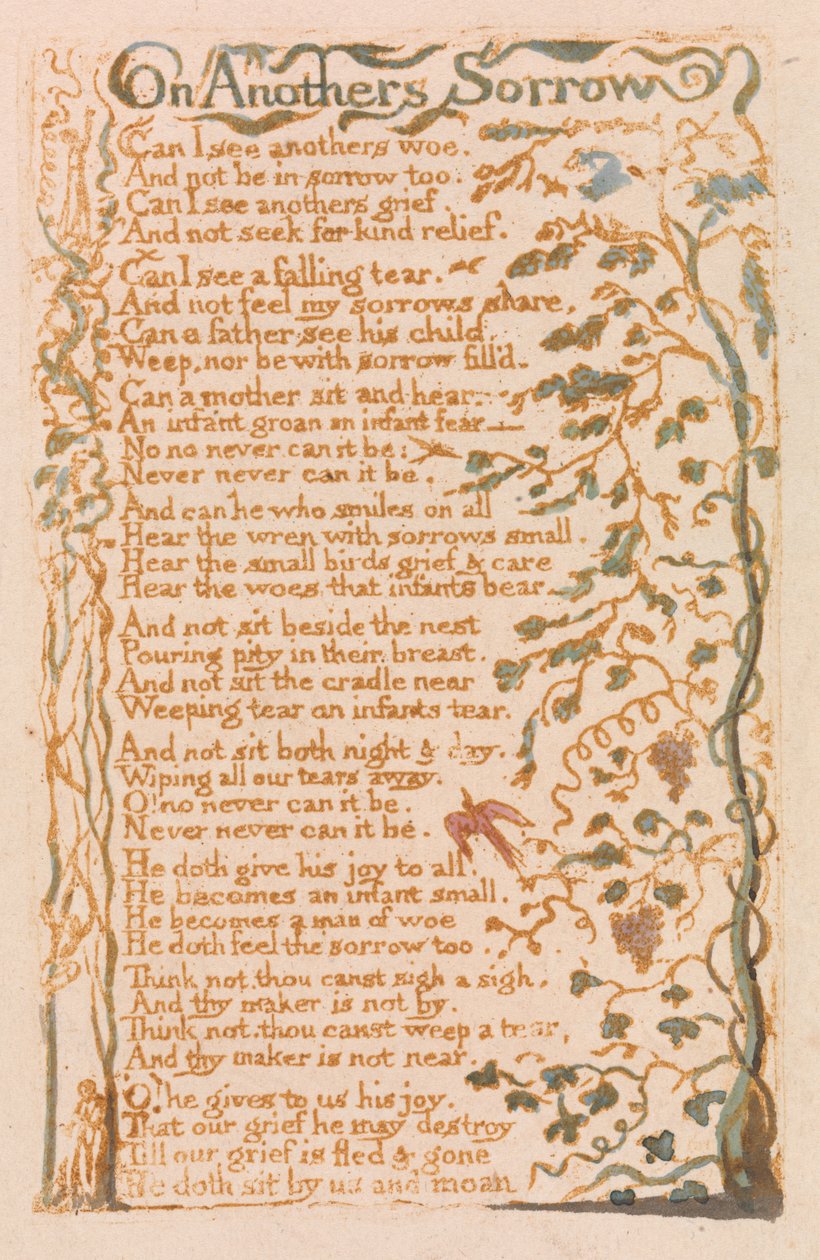 On Anothers Sorrow, plaque 24 de Songs of Innocence, 1789 - William Blake