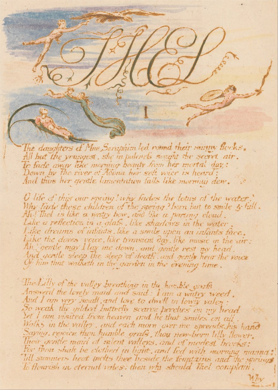 Le Livre de Thel, Planche 3, Thel , I , Les filles de Mne Séraphim . . . . - William Blake
