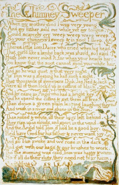 Le ramoneur, planche 13 de Songs of Innocence, 1789 - William Blake