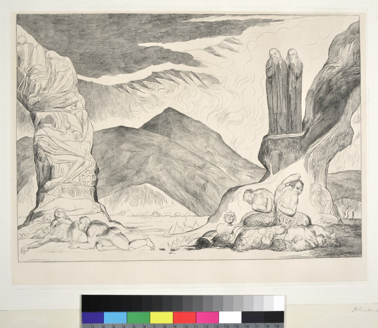 Le cercle des falsificateurs : Dante et Virgile se couvrant le nez à cause de la puanteur, Inferno, Chant XXIX, illustration de la 