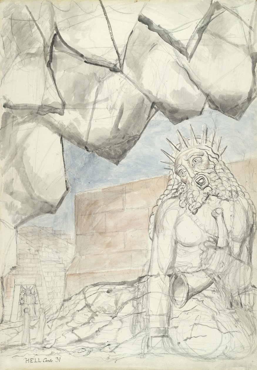 La plainte du géant Nimrod, illustration de la Divine Comédie de Dante Alighieri, 1824-27 - William Blake