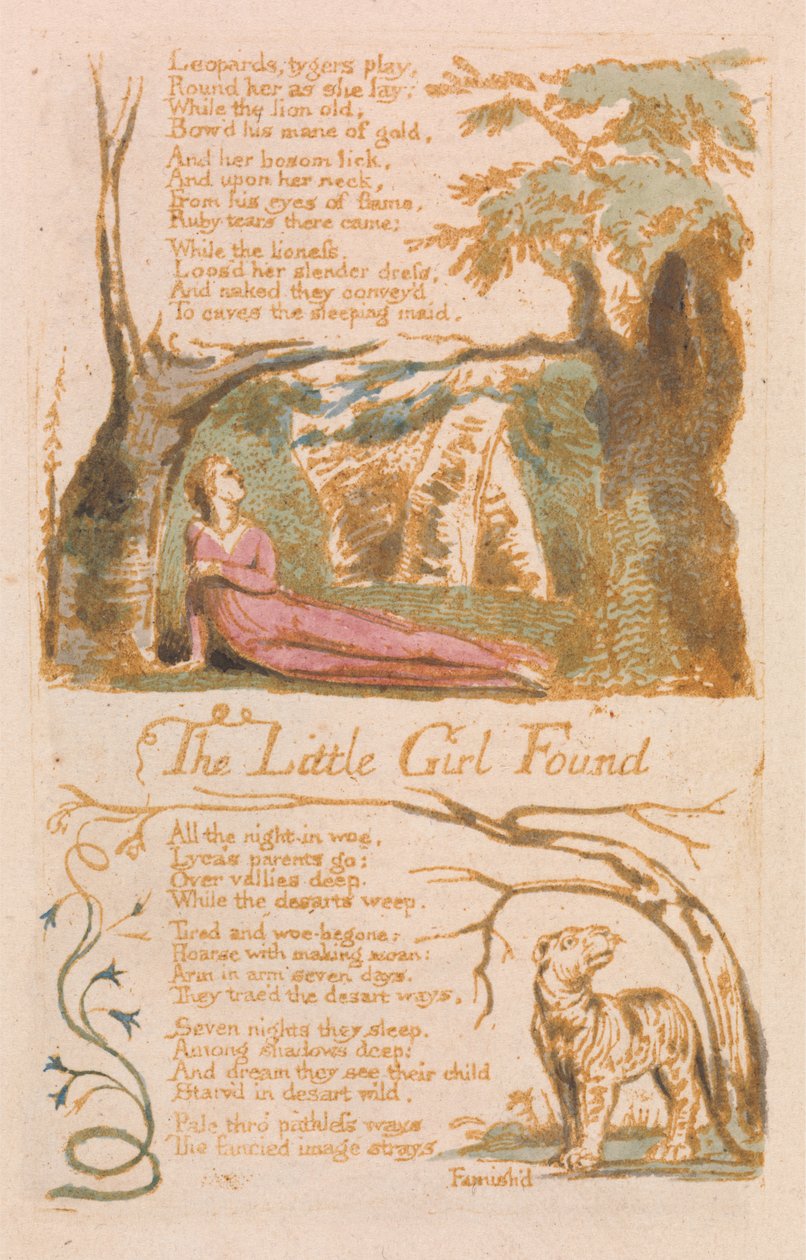 La petite fille retrouvée, planche 6 de Songs of Innocence, 1789 - William Blake