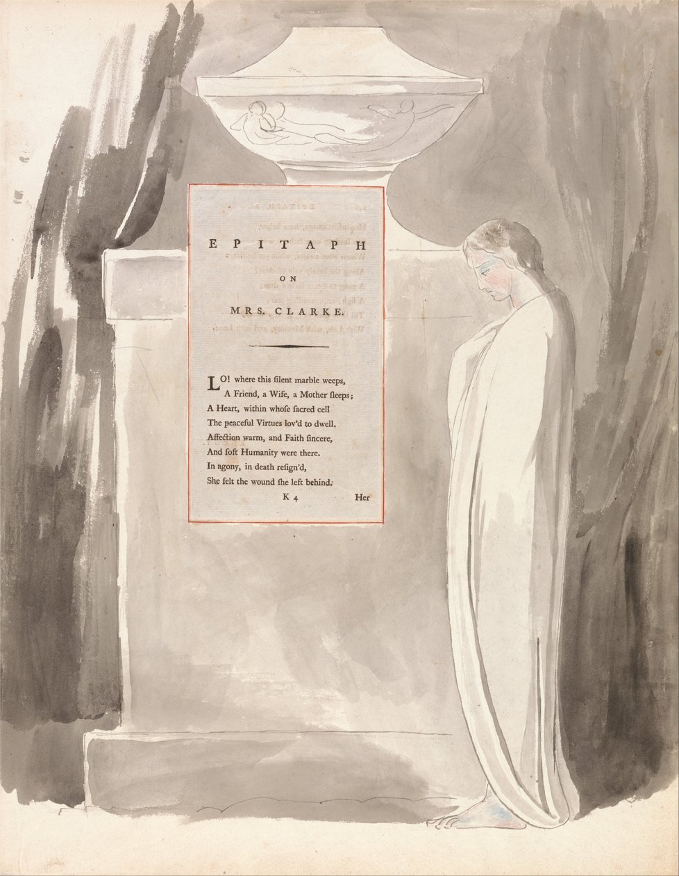 Les Poèmes de Thomas Gray, Design 103, Épitaphe sur Mme Clarke - William Blake