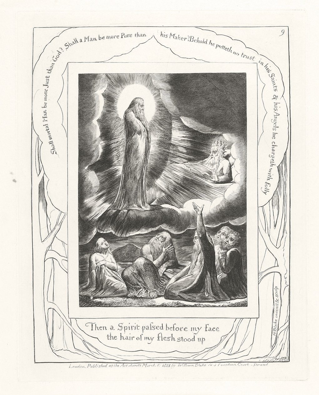 Alors un esprit passa devant mon visage, les cheveux de ma chair se dressèrent, 1825 - William Blake