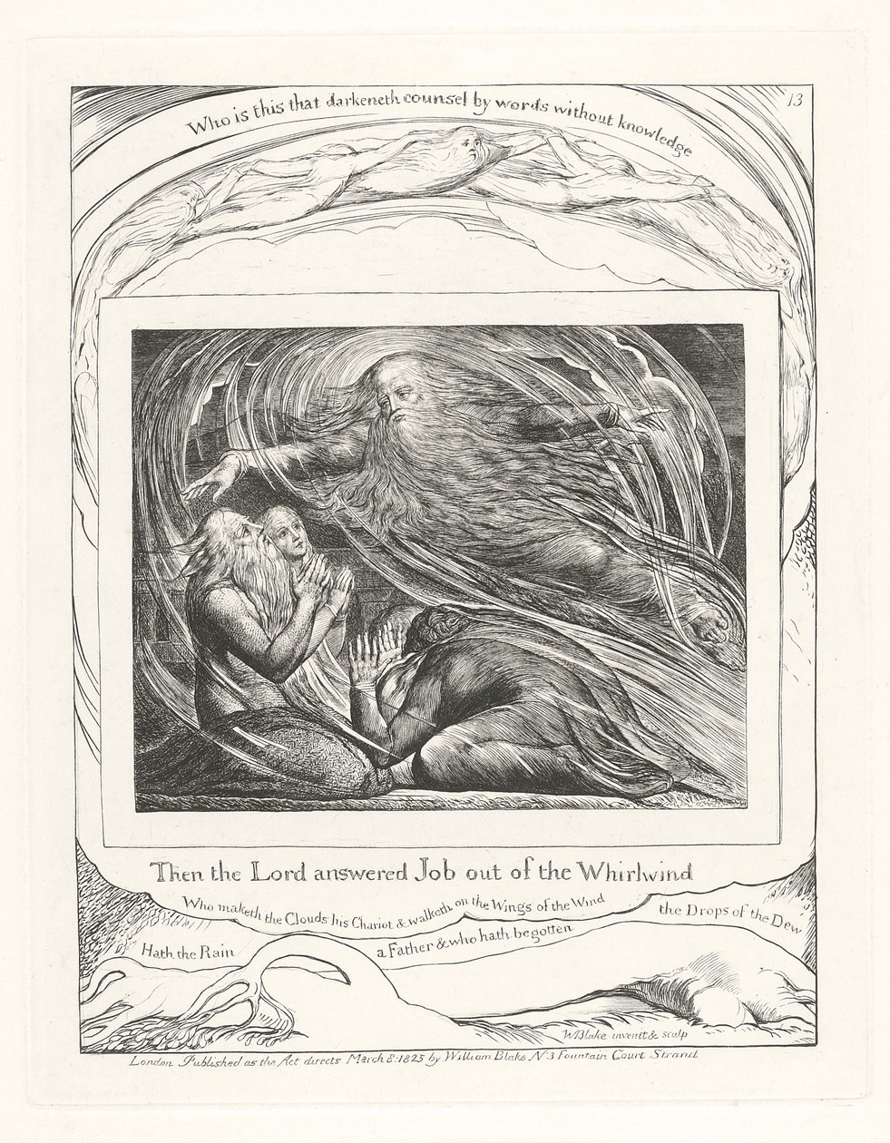 Alors le Seigneur répondit à Job du milieu de la tempête, 1825 - William Blake