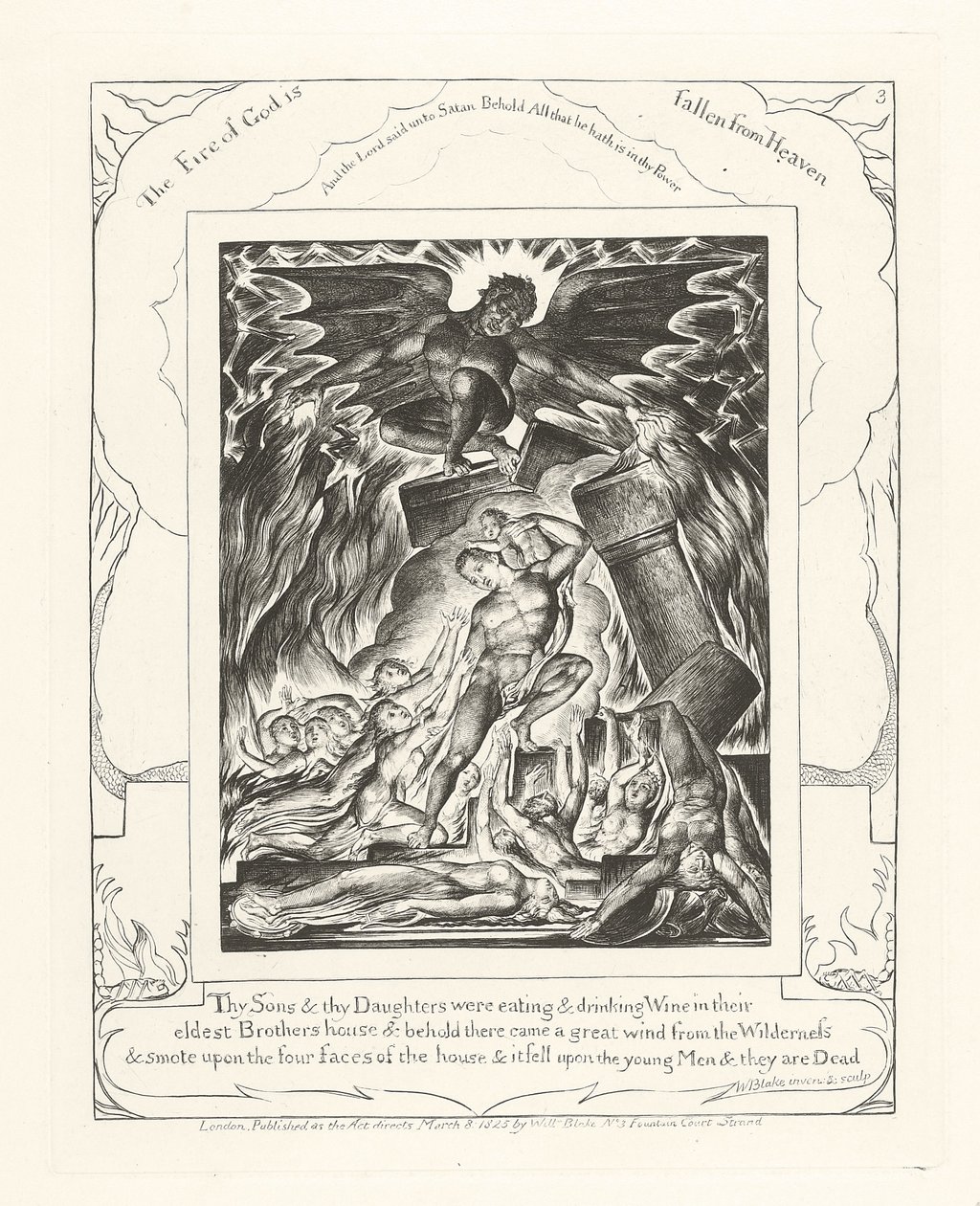 Tes fils et tes filles mangeaient et buvaient du vin, 1825 - William Blake