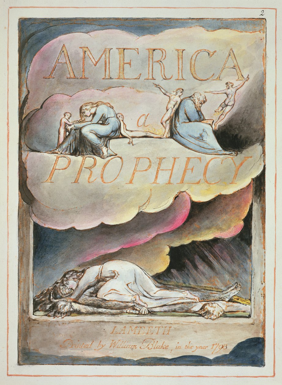 Page de titre de America, a Prophecy, 1793 - William Blake