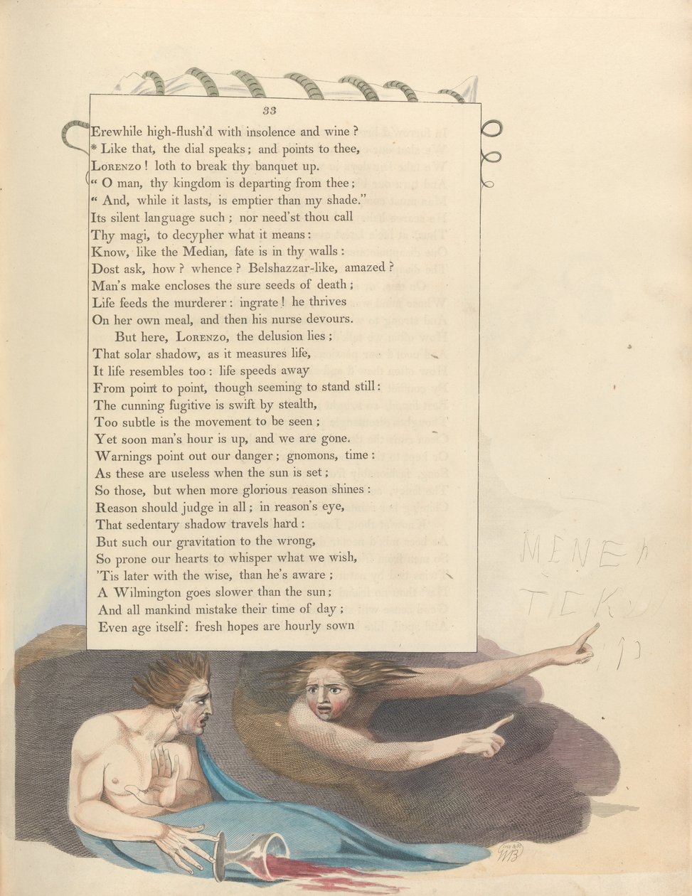 Les pensées nocturnes de Young, Page 33, Comme cela, le cadran parle; et pointe vers toi - William Blake