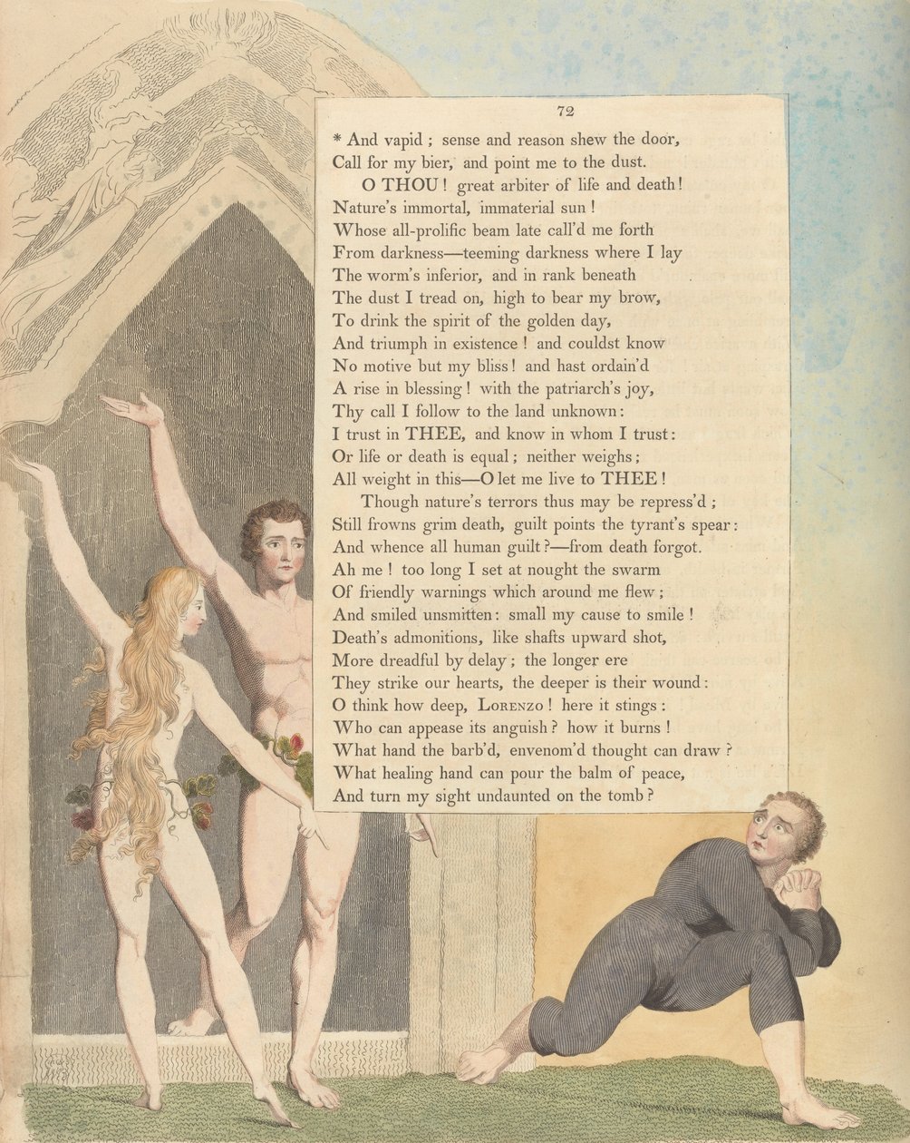 Les pensées nocturnes de Young, Page 72, Et insipide; le sens et la raison montrent la porte - William Blake