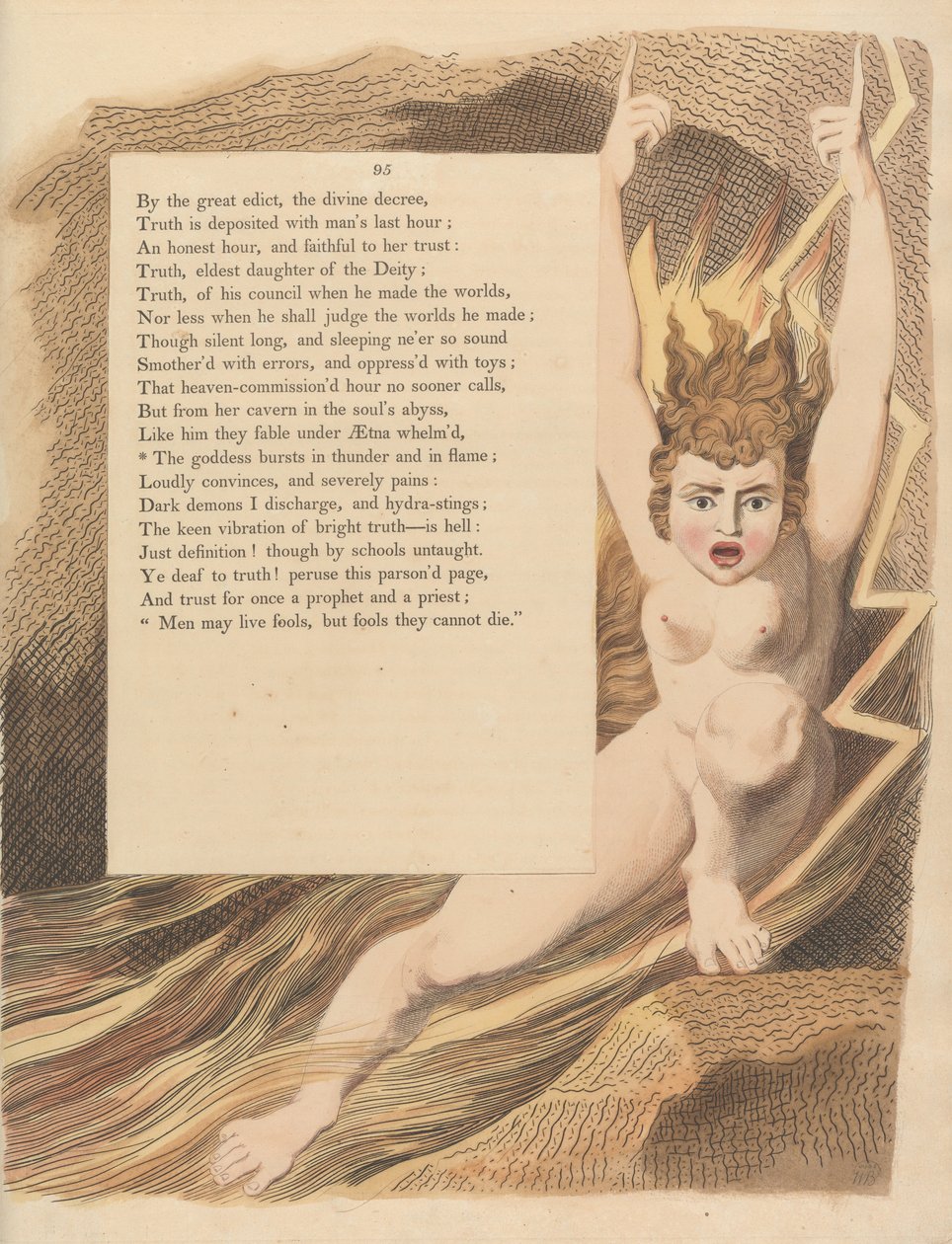 Les Pensées Nocturnes de Young, Page 95, La déesse éclate en tonnerre et en flamme - William Blake