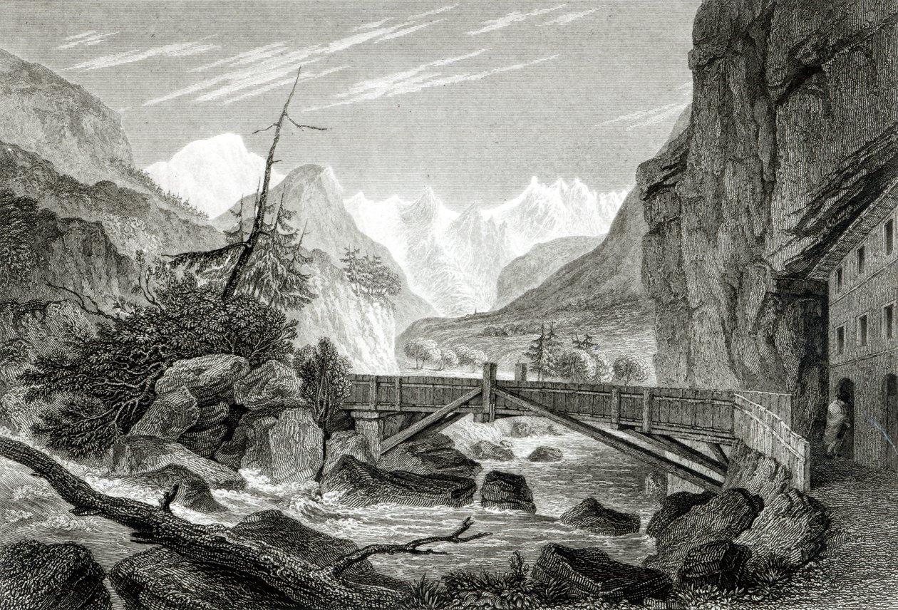 Mont Blanc depuis les Bains de St. Didier, gravé par C. Westwood - William Brockedon