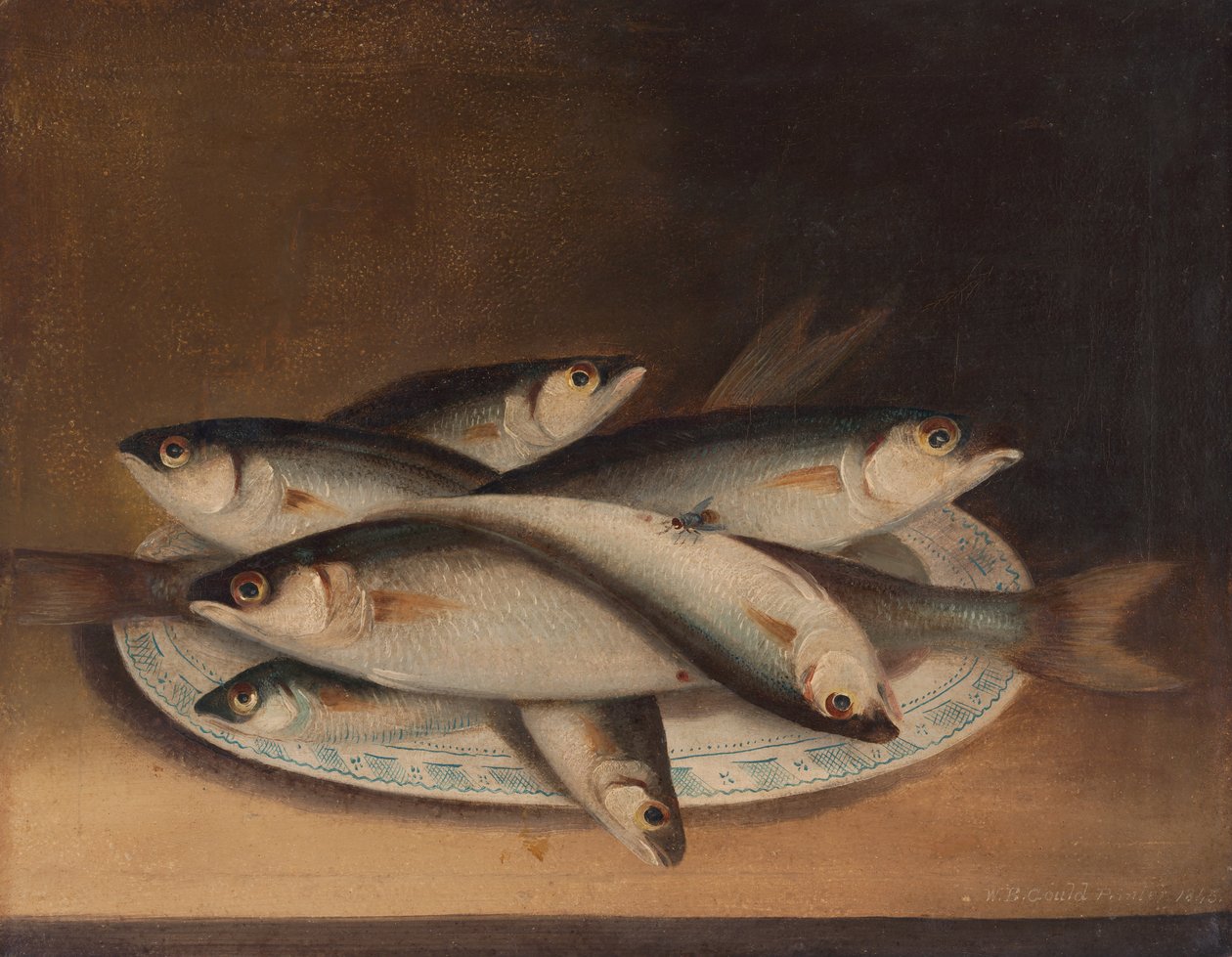 Poisson sur une assiette bleue et blanche - William Buelow Gould