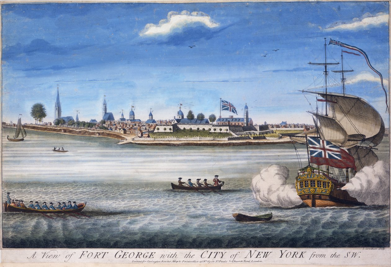 Vue de Fort George avec la ville de New York depuis le sud-ouest, gravée par John Carwitham, vers 1764 - William Burgis