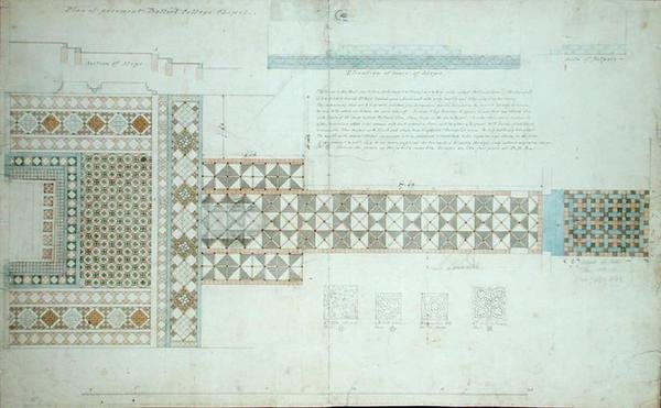 Conception pour un pavé, chapelle du Balliol College, Oxford, 1854-57 - William Butterfield