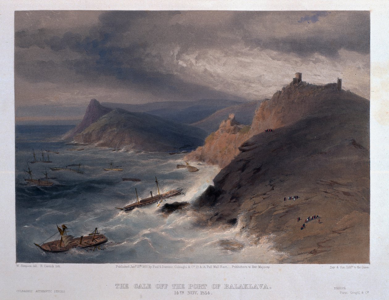 La tempête au port de Balaklava, 14 novembre 1854, gravé par R. Carrick, de 