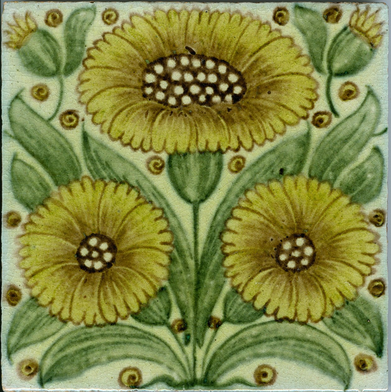 Carreau à motif de marguerite de Bedford Park (céramique) - William de Morgan
