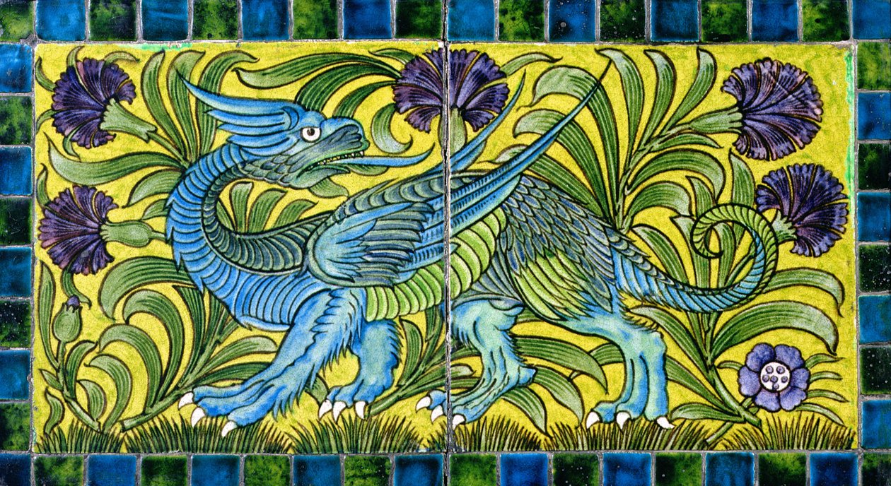 Carreau avec motif de dragon - William de Morgan