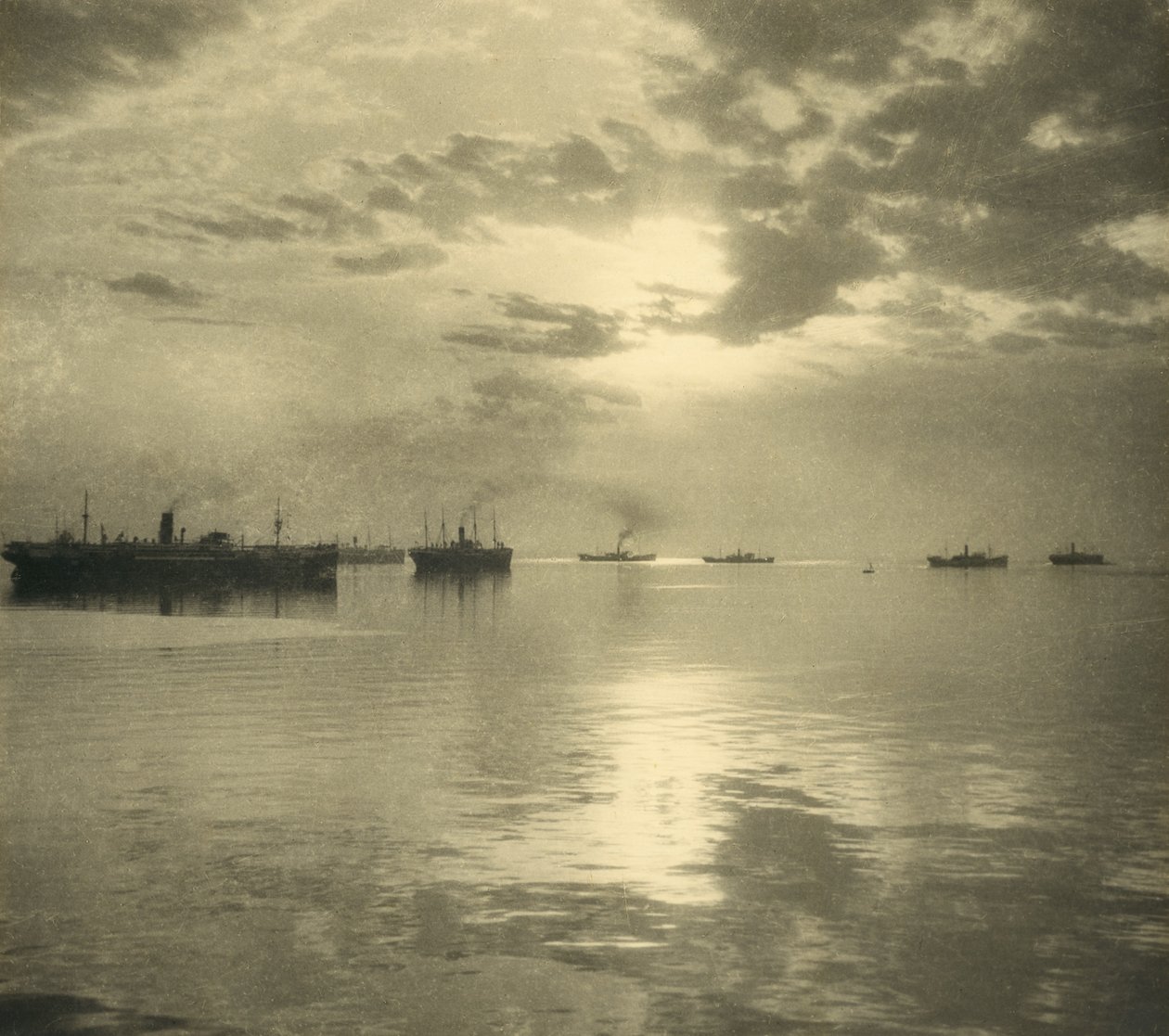 Les premiers navires de troupes transportant des soldats australiens et néo-zélandais, des chevaux et des fournitures vers la Grande Guerre, quittant Albany le 1er novembre 1914 - William Fell