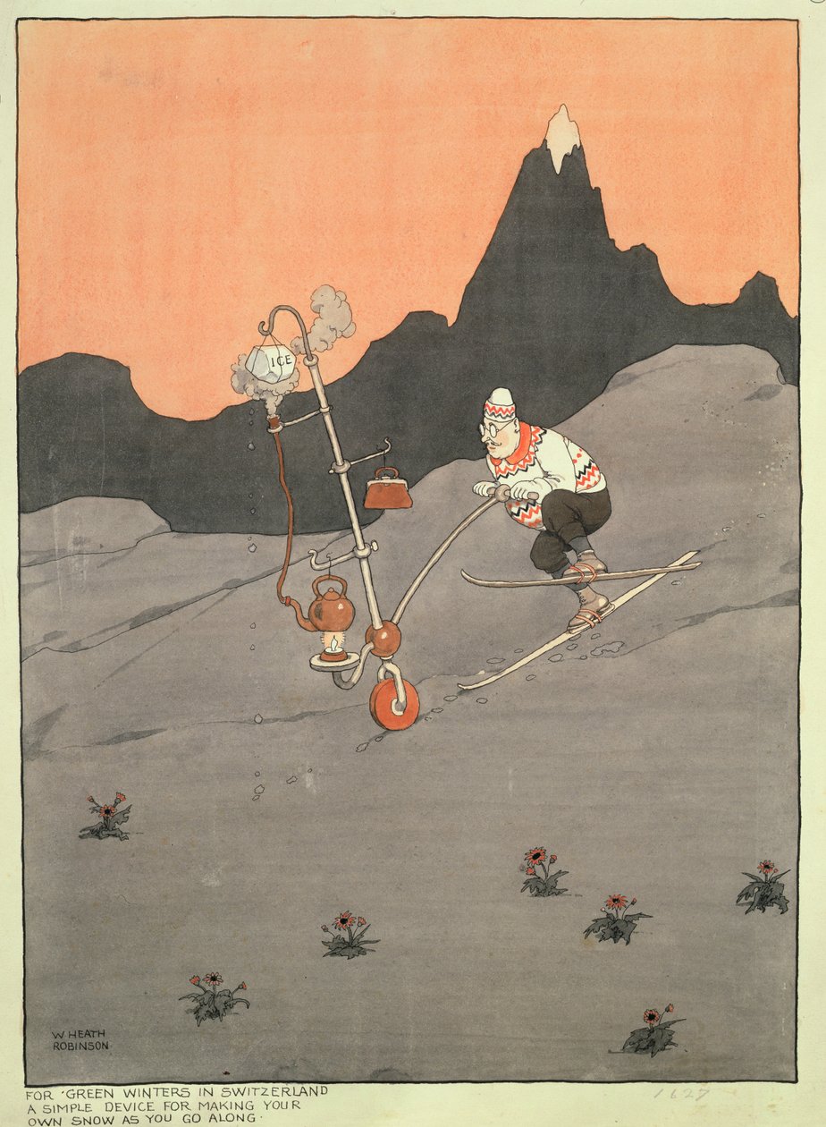 Pour des hivers verts en Suisse - Un dispositif simple pour fabriquer votre propre neige en chemin - William Heath Robinson