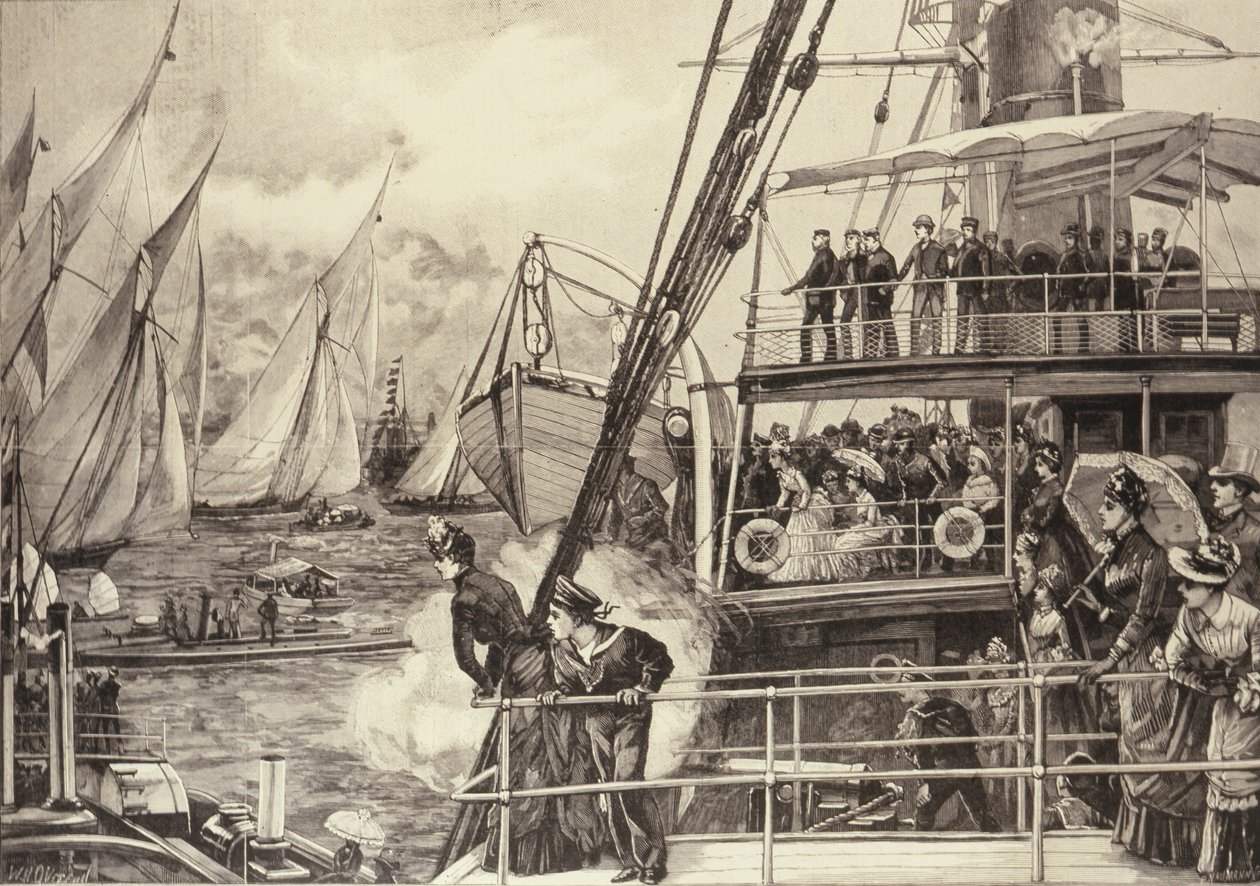 Le prince de Galles lançant la course de yachts du jubilé, de The Illustrated London News, 25 juin 1887 - William Heysham after Overend